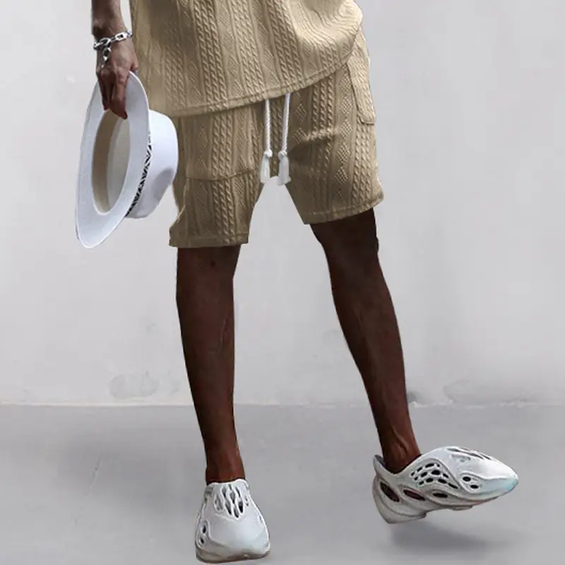 Men Black Jacquard Shorts with 5 Pockets — feature 26