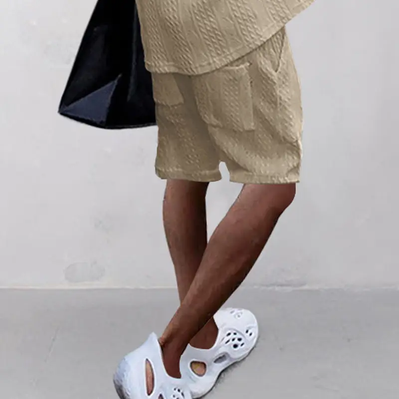 Men Black Jacquard Shorts with 5 Pockets — feature 28