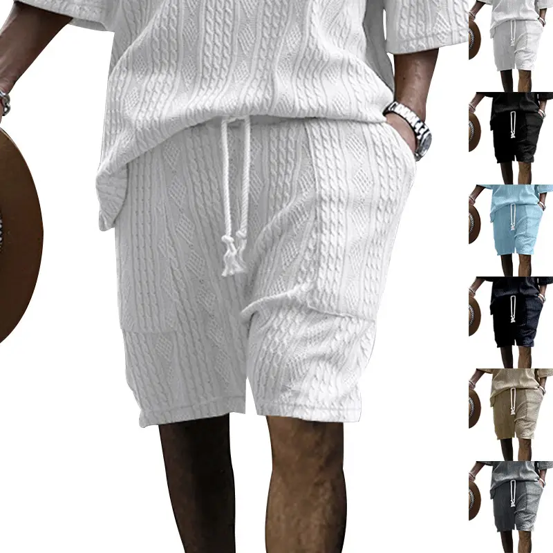 Men Black Jacquard Shorts with 5 Pockets — feature 3