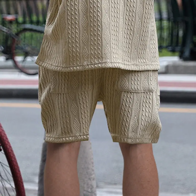 Men Black Jacquard Shorts with 5 Pockets — feature 31