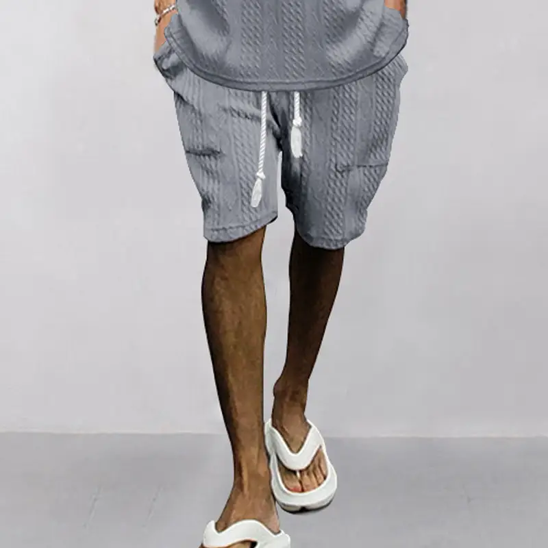 Men Black Jacquard Shorts with 5 Pockets — feature 32