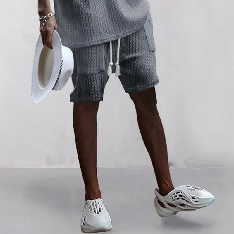 Men Black Jacquard Shorts with 5 Pockets — feature 33