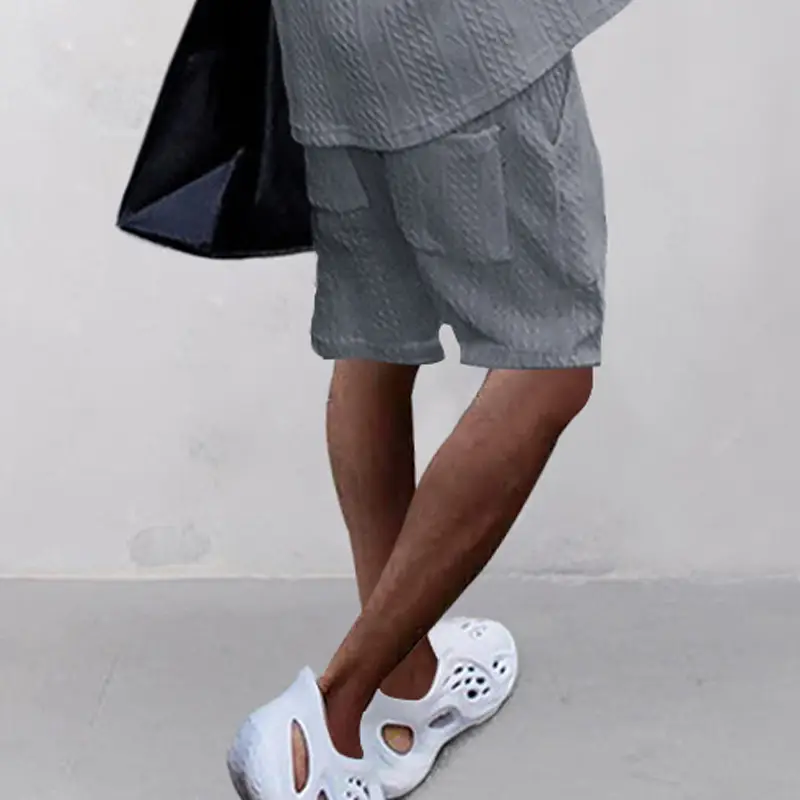 Men Black Jacquard Shorts with 5 Pockets — feature 35