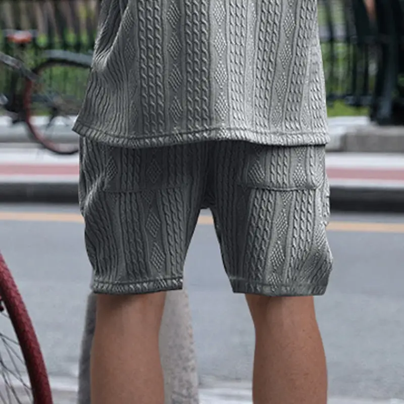 Men Black Jacquard Shorts with 5 Pockets — feature 38