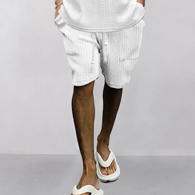 Men Black Jacquard Shorts with 5 Pockets — feature 4