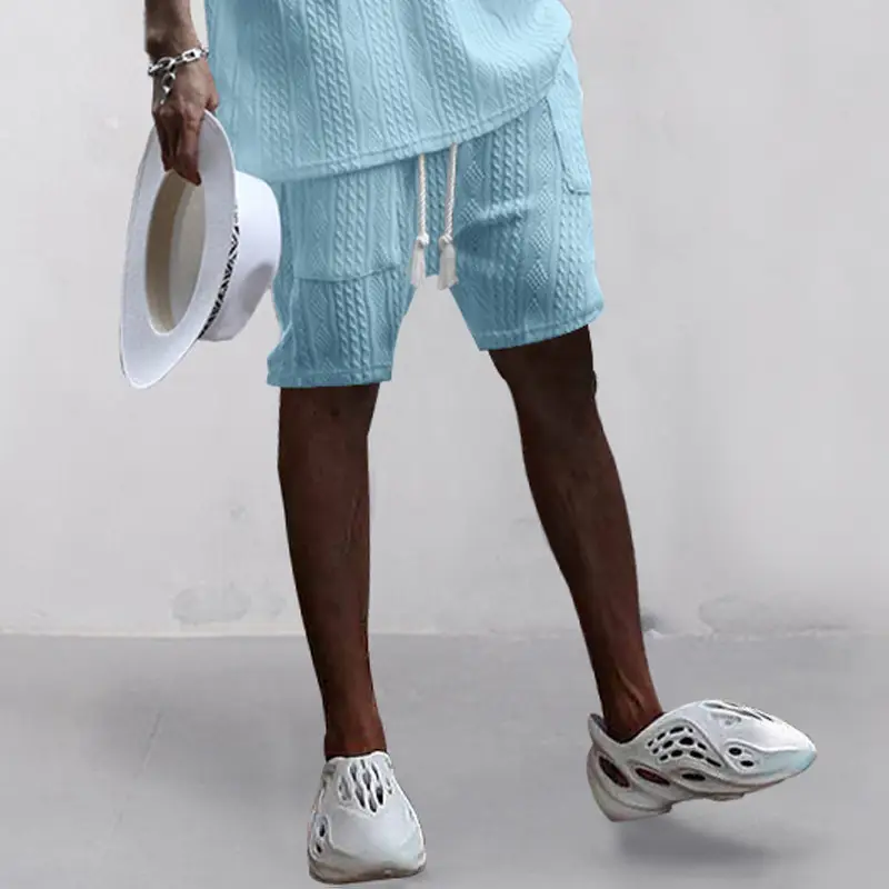 Men Black Jacquard Shorts with 5 Pockets — feature 42
