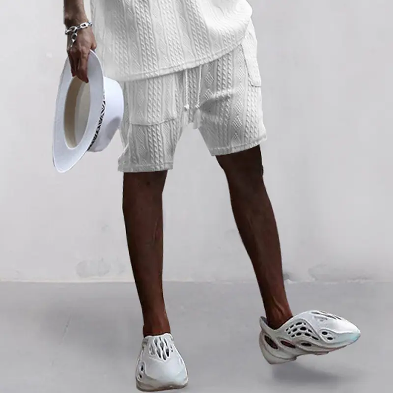 Men Black Jacquard Shorts with 5 Pockets — feature 5