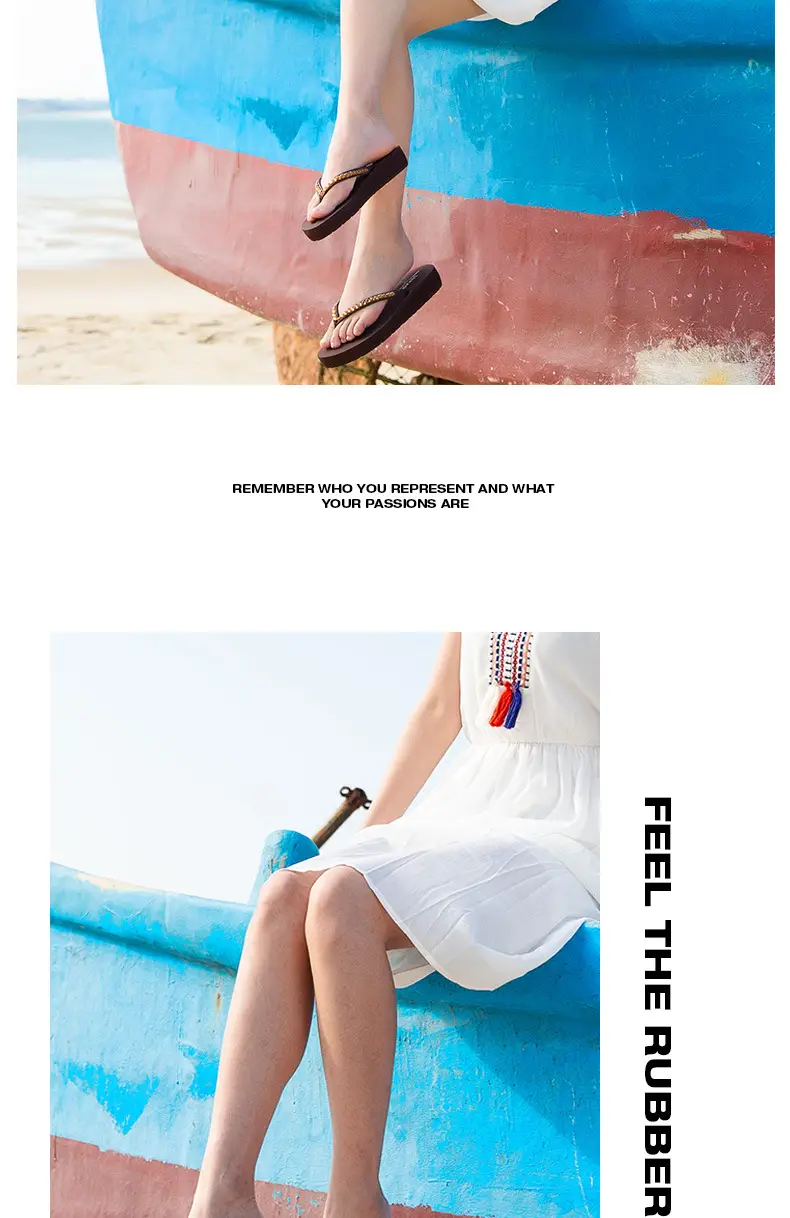 Women's Flip-Flops with Mid-Heel, Water-Resistant Wedge Sole, Thick-Soled, Non-Slip, Wear-Resistant, Odor-Resistant Beach Sandals Wholesale — feature 4