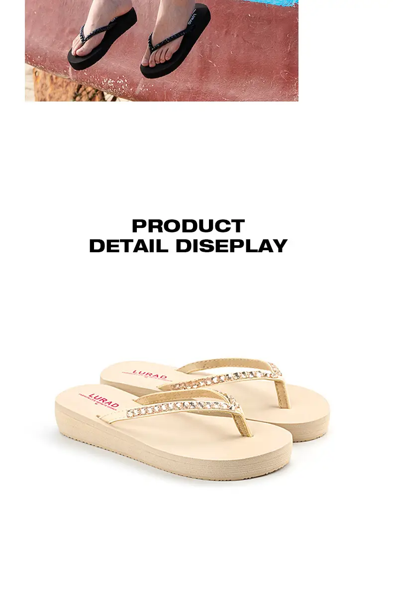 Women's Flip-Flops with Mid-Heel, Water-Resistant Wedge Sole, Thick-Soled, Non-Slip, Wear-Resistant, Odor-Resistant Beach Sandals Wholesale — feature 5