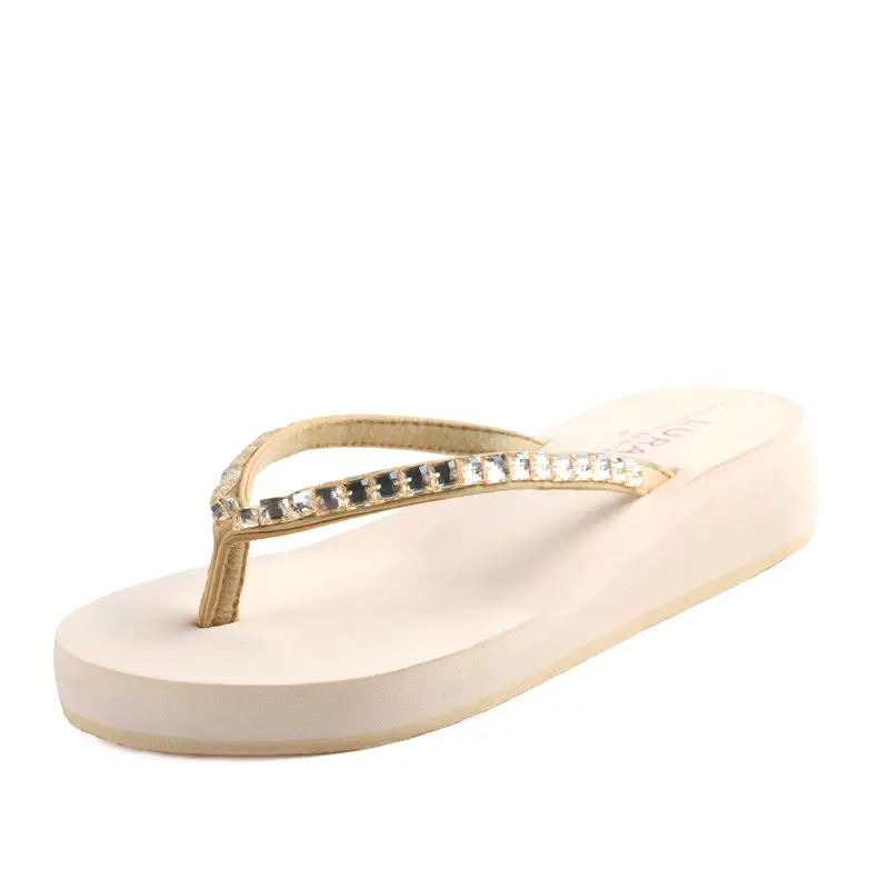 Women's Flip-Flops with Mid-Heel, Water-Resistant Wedge Sole, Thick-Soled, Non-Slip, Wear-Resistant, Odor-Resistant Beach Sandals Wholesale