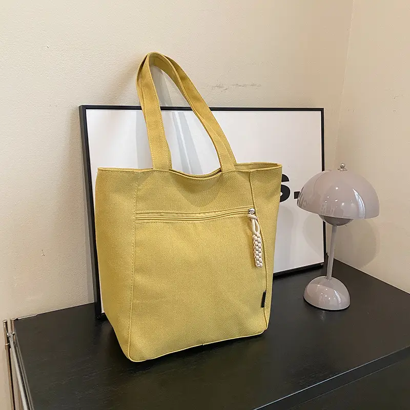 Women Canvas Tote Bag Large Capacity Gold 2023 - Image 4