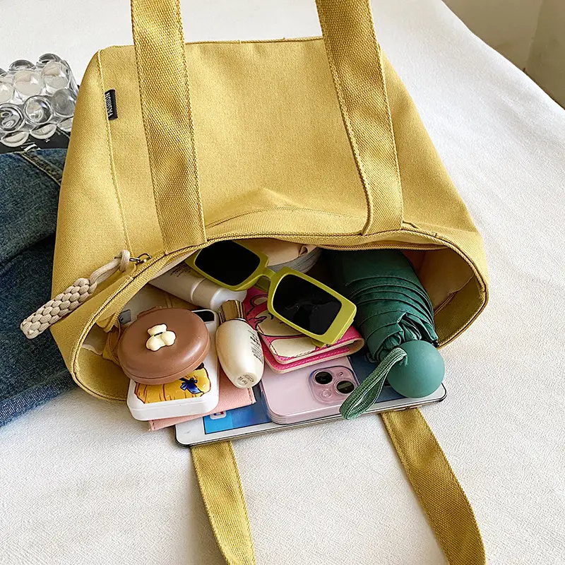 Women Canvas Tote Bag Large Capacity Gold 2023 - Image 7