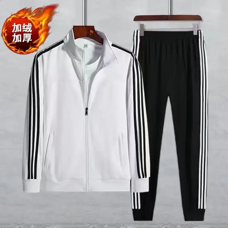 Men Black 3 Stripes Track Suit Sweatshirt Pants Set - Image 16