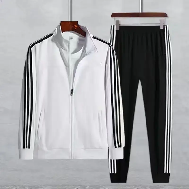 Men Black 3 Stripes Track Suit Sweatshirt Pants Set - Image 18
