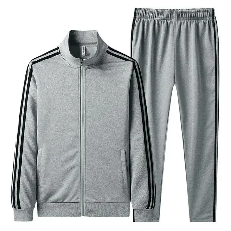 Men Black 3 Stripes Track Suit Sweatshirt Pants Set - Image 19