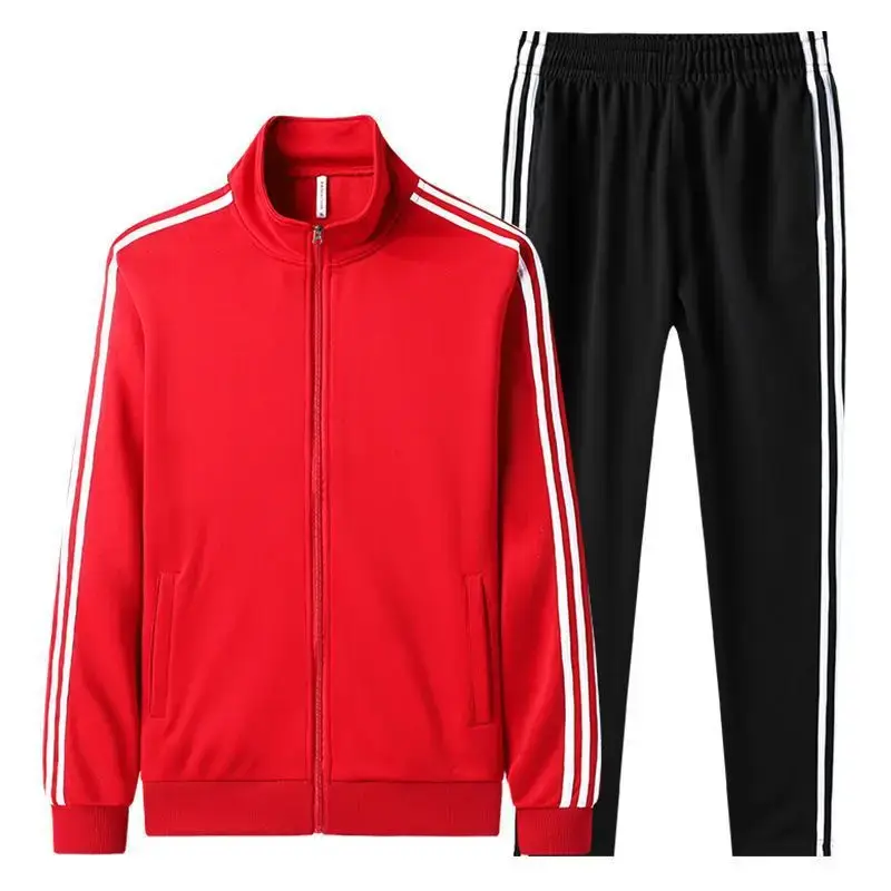 Men Black 3 Stripes Track Suit Sweatshirt Pants Set - Image 2