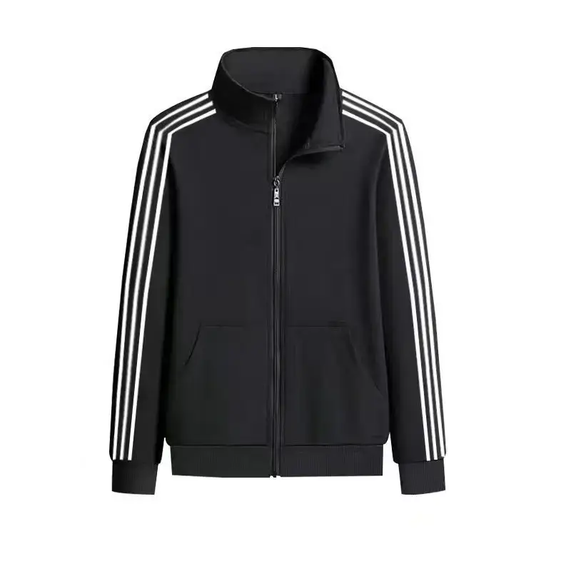 Men Black 3 Stripes Track Suit Sweatshirt Pants Set - Image 5