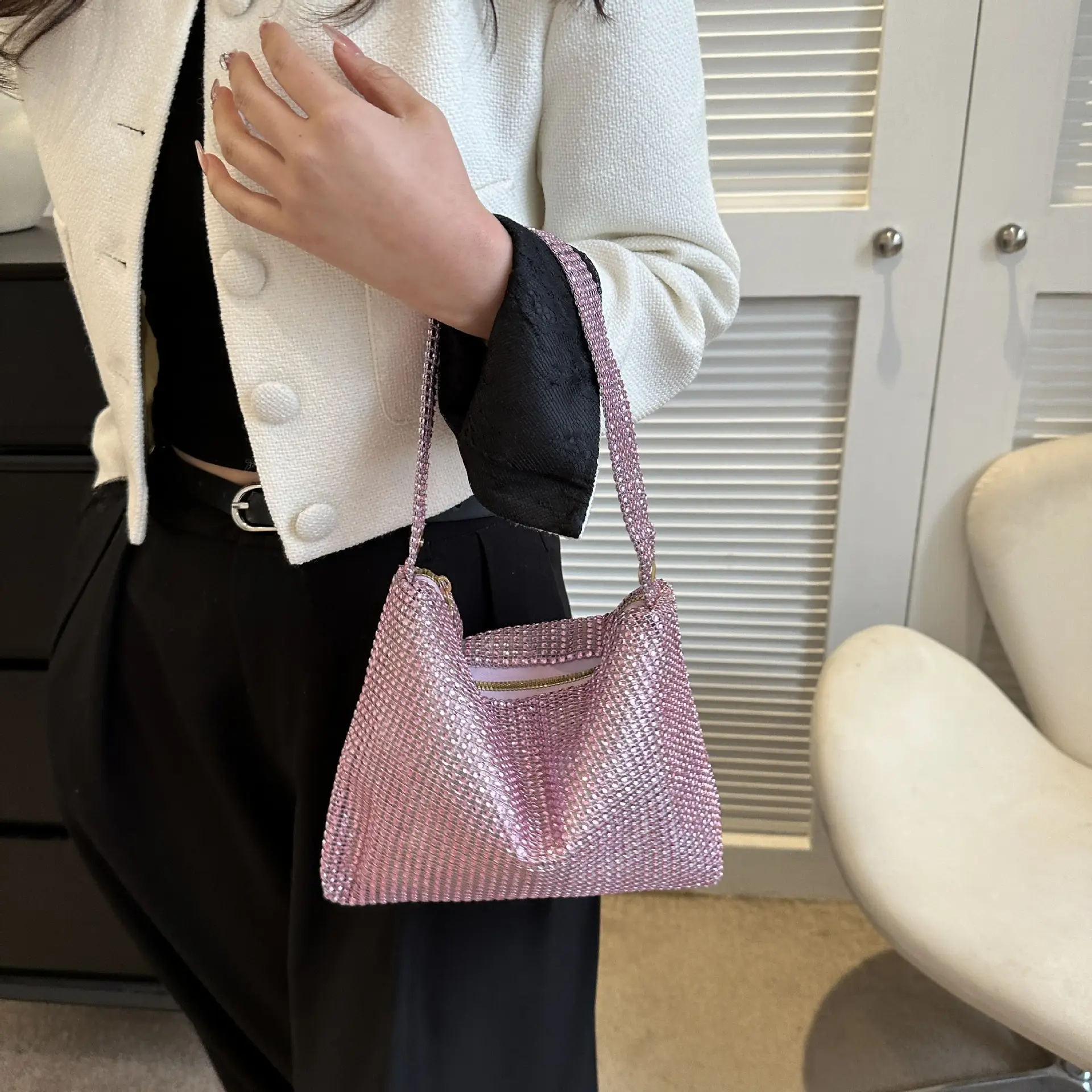 Purple Rhinestone Shoulder Bag for Women — feature 23