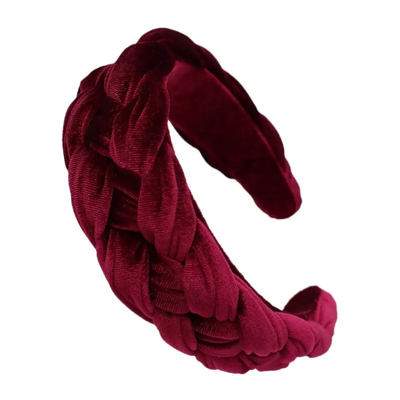 Beige Velvet Braided Headband for Women - Image 9