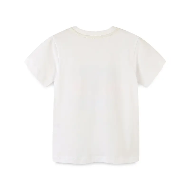 Kids Motorcycle Printed Cotton T-Shirt White Crewneck - Image 3