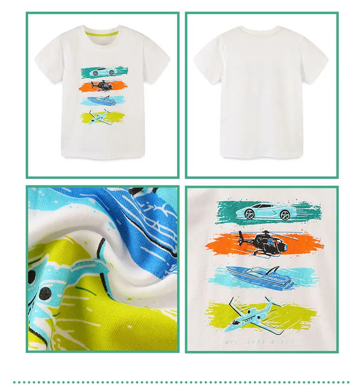 Kids Motorcycle Printed Cotton T-Shirt White Crewneck — feature 23