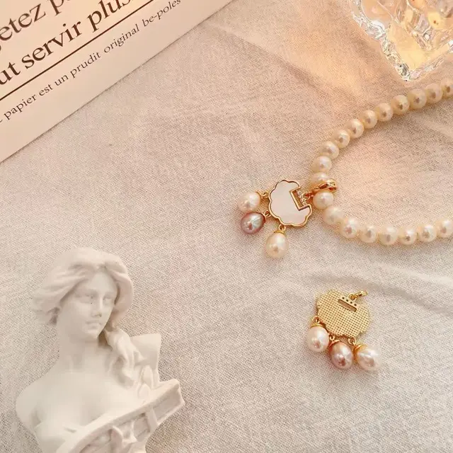 14K Gold Pearl Peace Lock Pendant for Women - Image 4