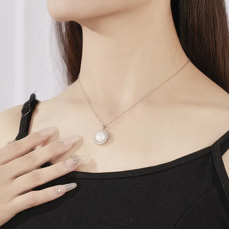 Women's Pearl Sunflower Necklace with Micro-Inlay - Image 3