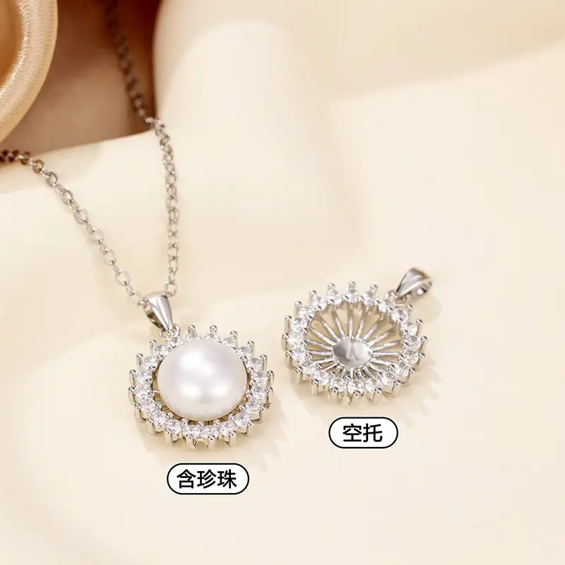 Women's Pearl Sunflower Necklace with Micro-Inlay - Image 4
