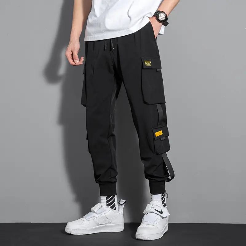 Men's Multi-Pocket Slim Fit Pants Beige - Image 5