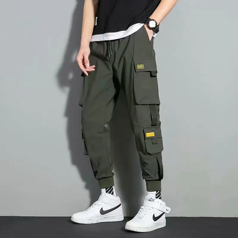 Men's Multi-Pocket Slim Fit Pants Beige - Image 2