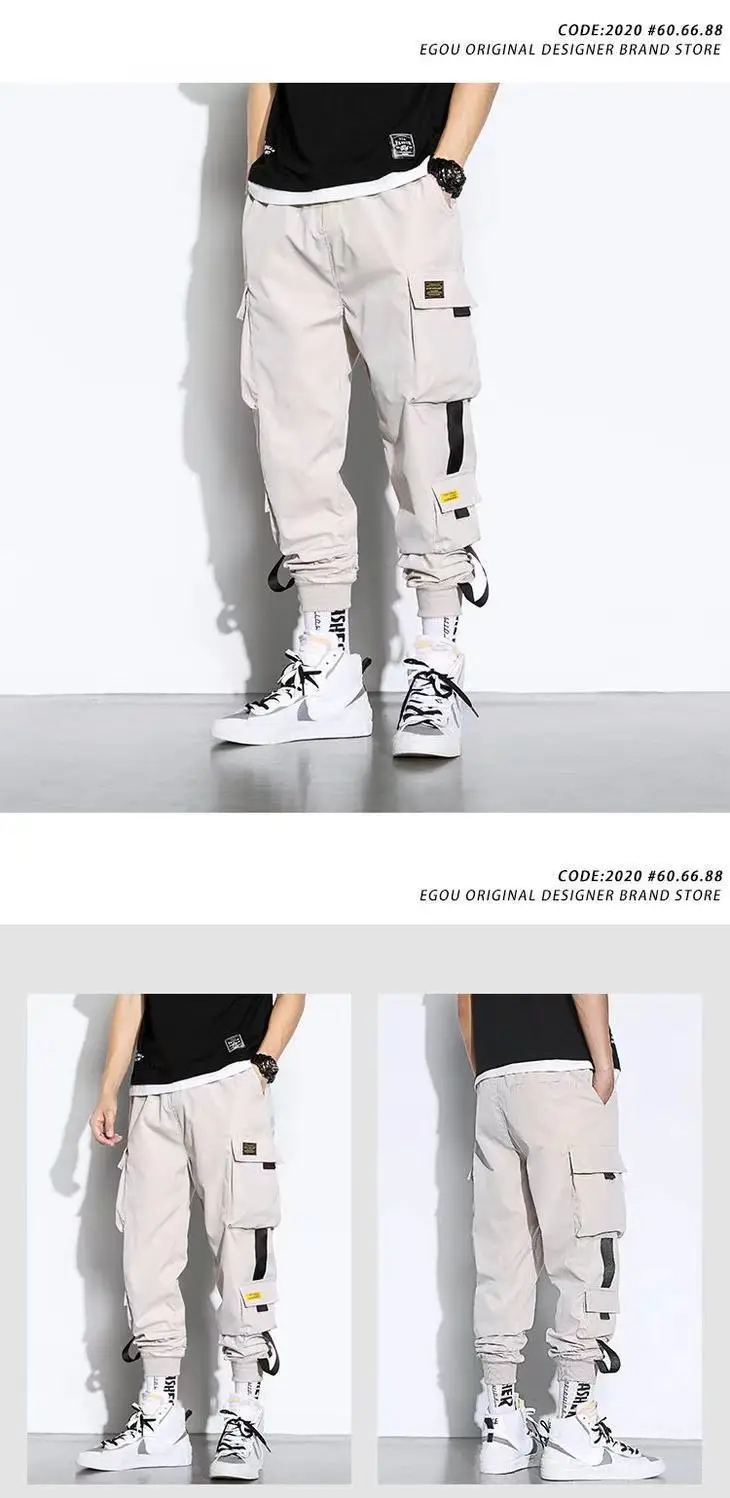 Men's Multi-Pocket Slim Fit Pants Beige — feature 6