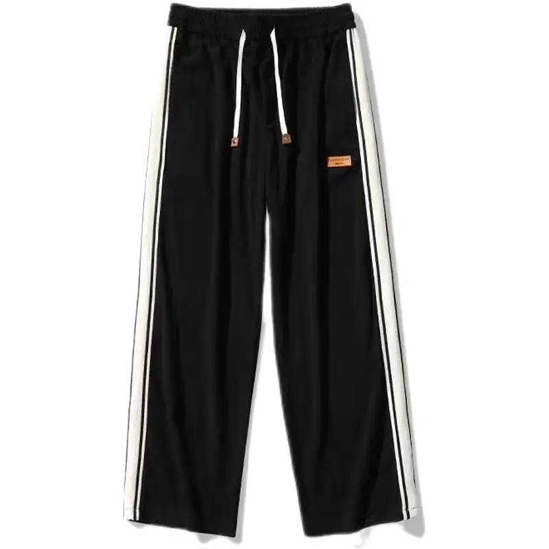 Men Black Corduroy Track Pants Spring Autumn Loose Fit