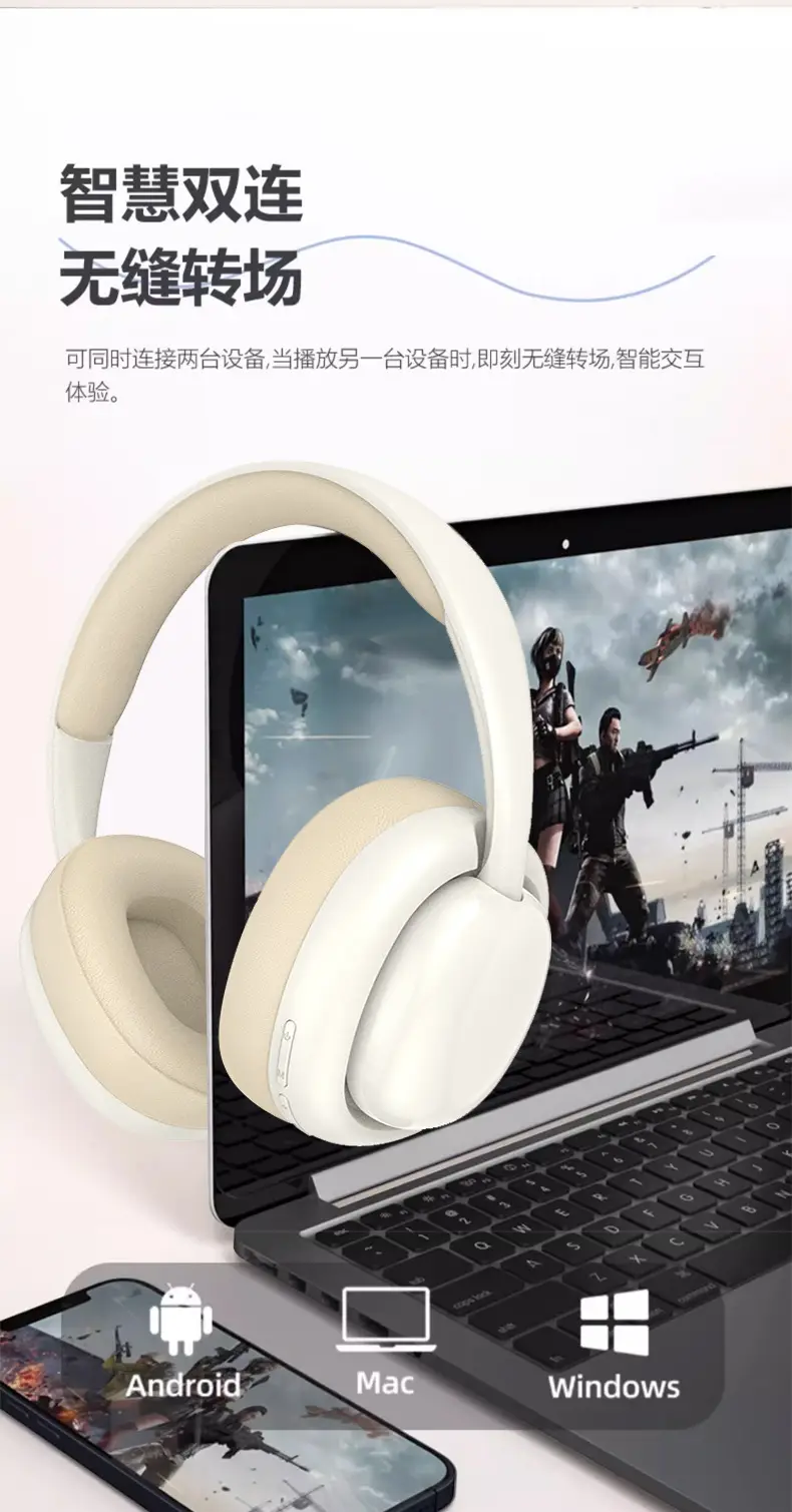 Wireless Over-Ear Bluetooth Headphones Black — feature 13