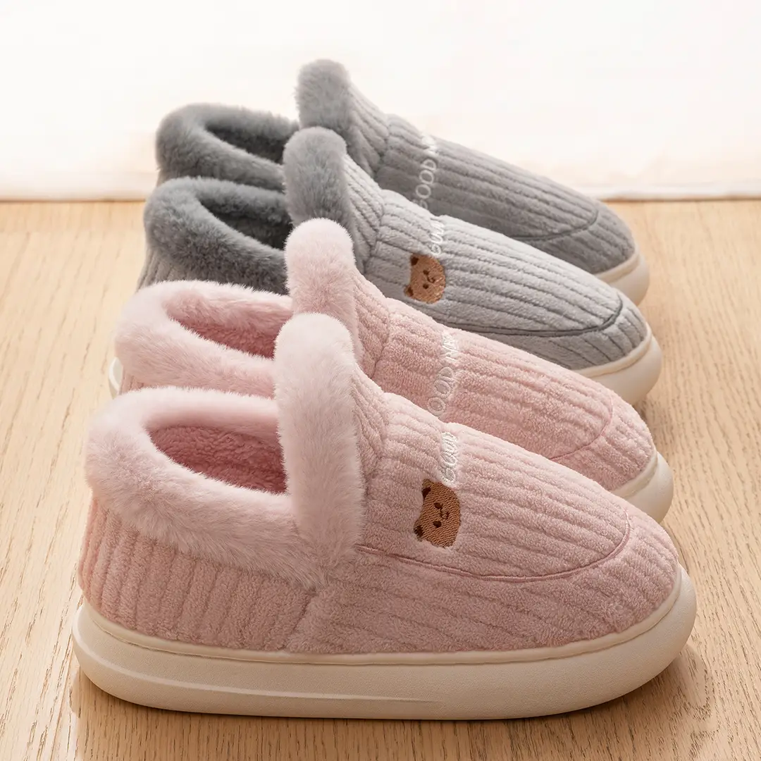 Women's Winter Cotton Slippers with Heel Cover, 2026 New Model, Indoor Warm Plush Thick-Soled Cotton Shoes for Men and Women in Winter - Image 5