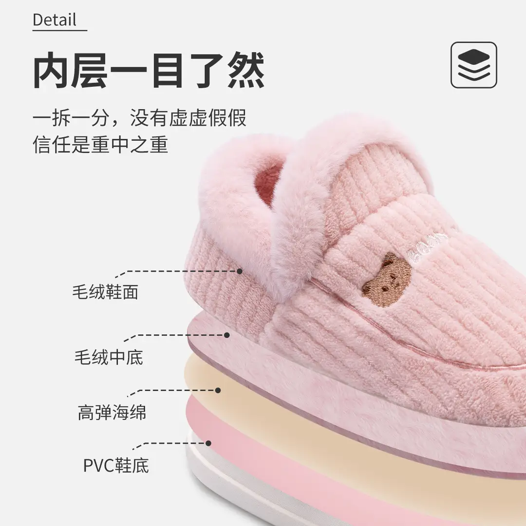 Women's Winter Cotton Slippers with Heel Cover, 2026 New Model, Indoor Warm Plush Thick-Soled Cotton Shoes for Men and Women in Winter - Image 8