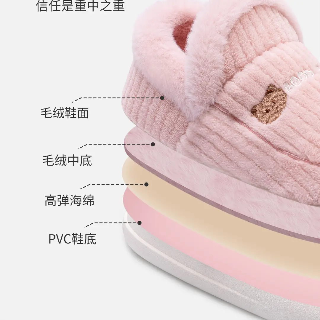 Women's Winter Cotton Slippers with Heel Cover, 2026 New Model, Indoor Warm Plush Thick-Soled Cotton Shoes for Men and Women in Winter — feature 6