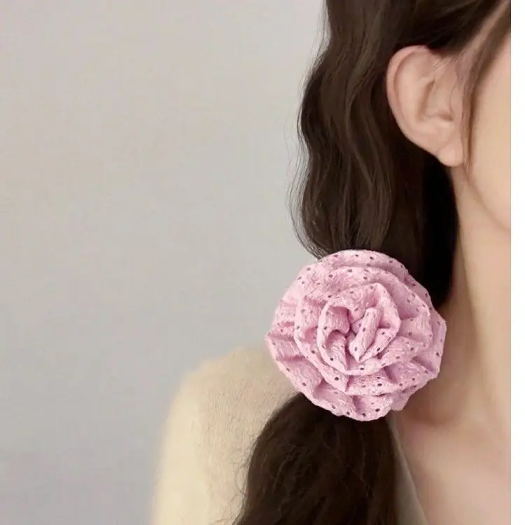 Red Rose Hair Ring for Women Autumn Winter New Year - Image 4