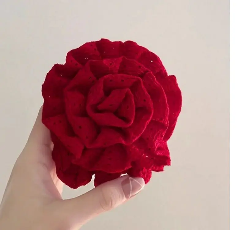 Red Rose Hair Ring for Women Autumn Winter New Year - Image 2