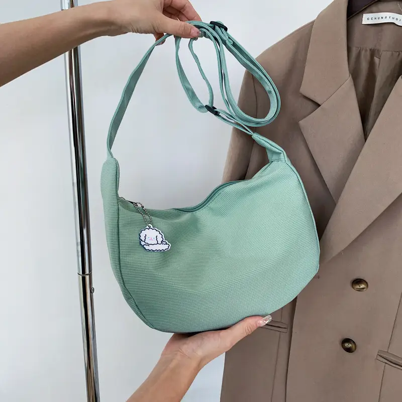 Japanese Style 2022 Retro Chic Girl Pure Color Soft Girl Shoulder Bag K-Style Trendy Ins Simple Crossbody Bag Dumpling Bag - Image 9