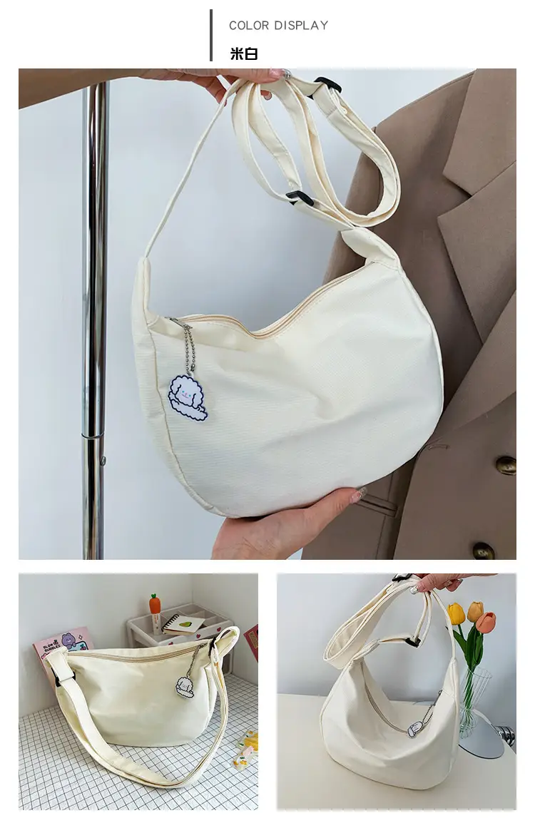 Japanese Style 2022 Retro Chic Girl Pure Color Soft Girl Shoulder Bag K-Style Trendy Ins Simple Crossbody Bag Dumpling Bag — feature 25