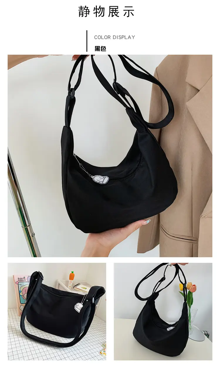 Japanese Style 2022 Retro Chic Girl Pure Color Soft Girl Shoulder Bag K-Style Trendy Ins Simple Crossbody Bag Dumpling Bag — feature 27