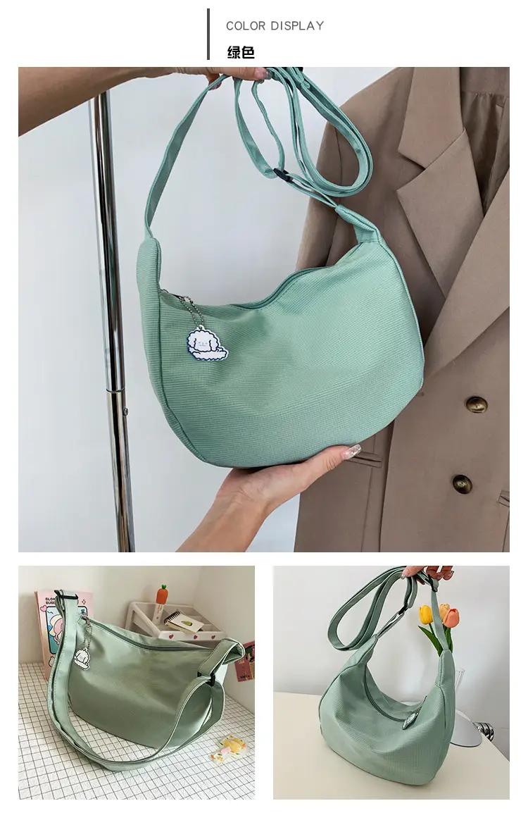 Japanese Style 2022 Retro Chic Girl Pure Color Soft Girl Shoulder Bag K-Style Trendy Ins Simple Crossbody Bag Dumpling Bag — feature 29