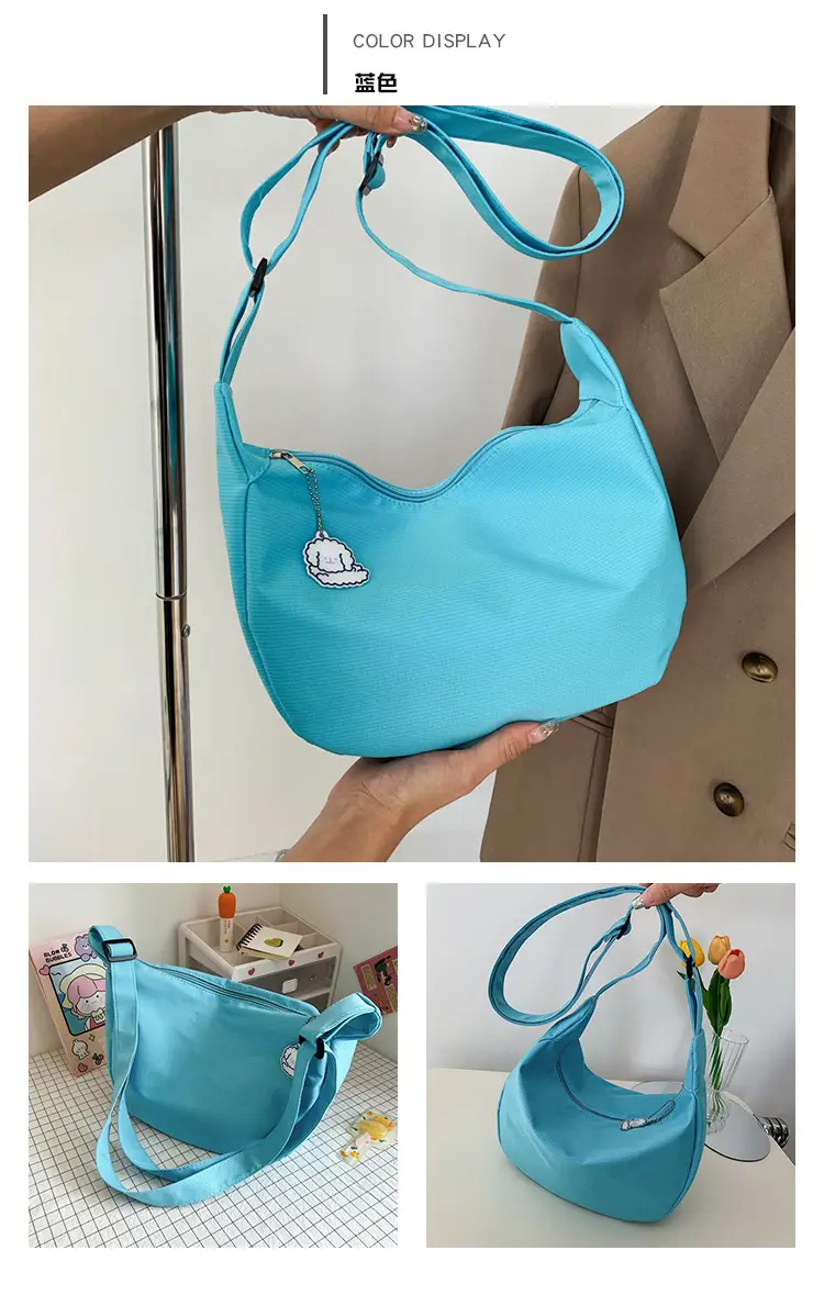 Japanese Style 2022 Retro Chic Girl Pure Color Soft Girl Shoulder Bag K-Style Trendy Ins Simple Crossbody Bag Dumpling Bag — feature 35