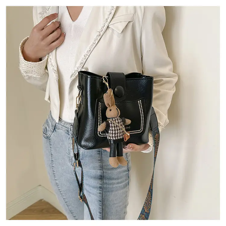 Women's Brown Textured Shoulder Bag with Embroidered Detail — feature 17
