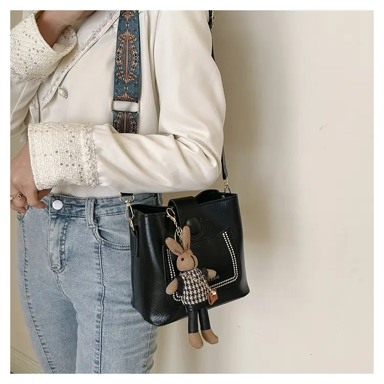Women's Brown Textured Shoulder Bag with Embroidered Detail — feature 18