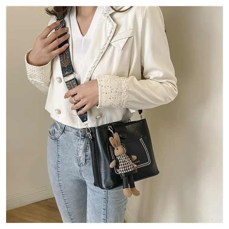 Women's Brown Textured Shoulder Bag with Embroidered Detail — feature 19