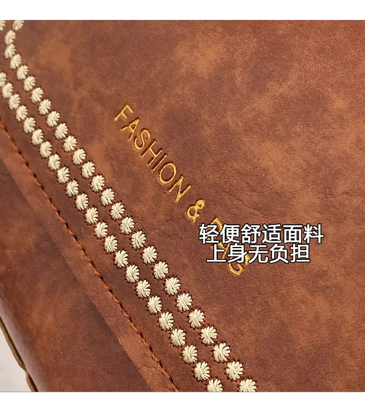Women's Brown Textured Shoulder Bag with Embroidered Detail — feature 4