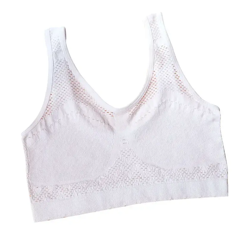 White Hollow Knit Vest Bra for Plus Size - Image 6