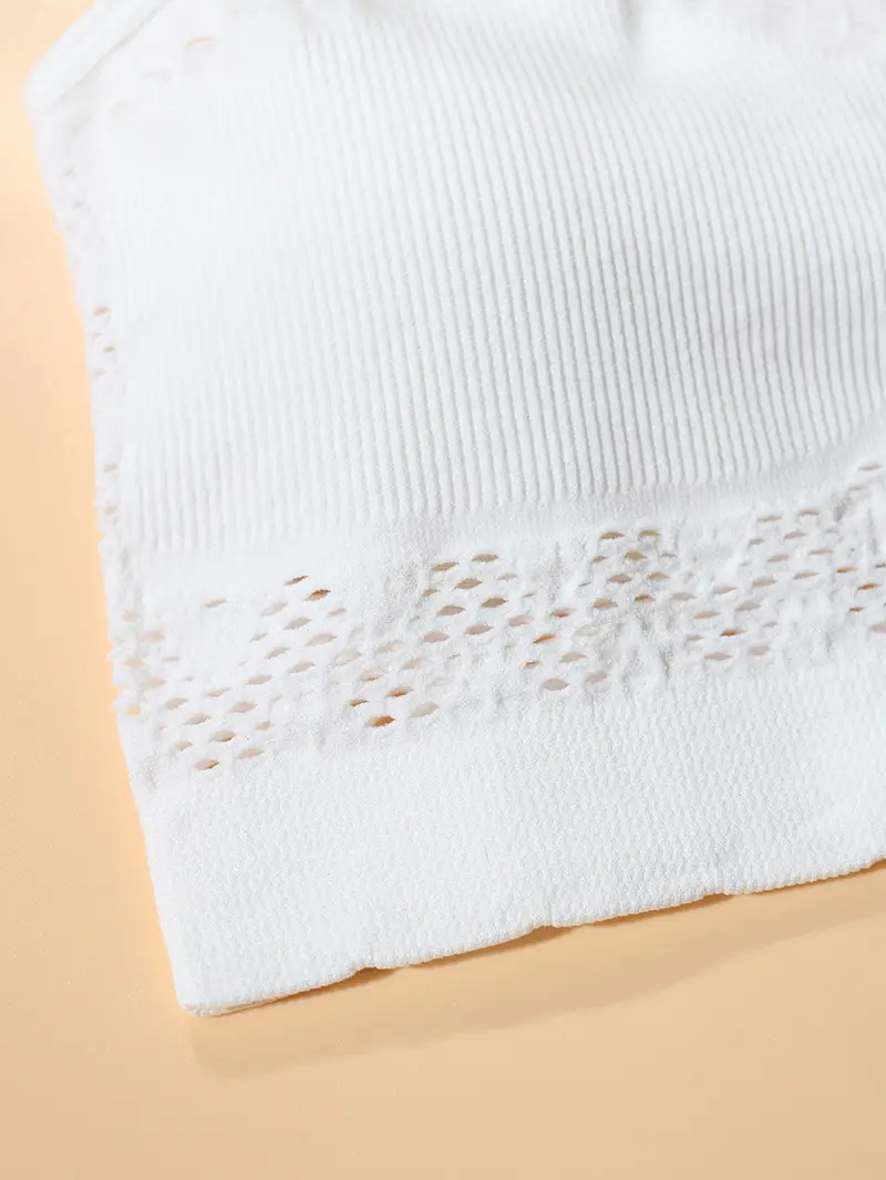 White Hollow Knit Vest Bra for Plus Size — feature 6