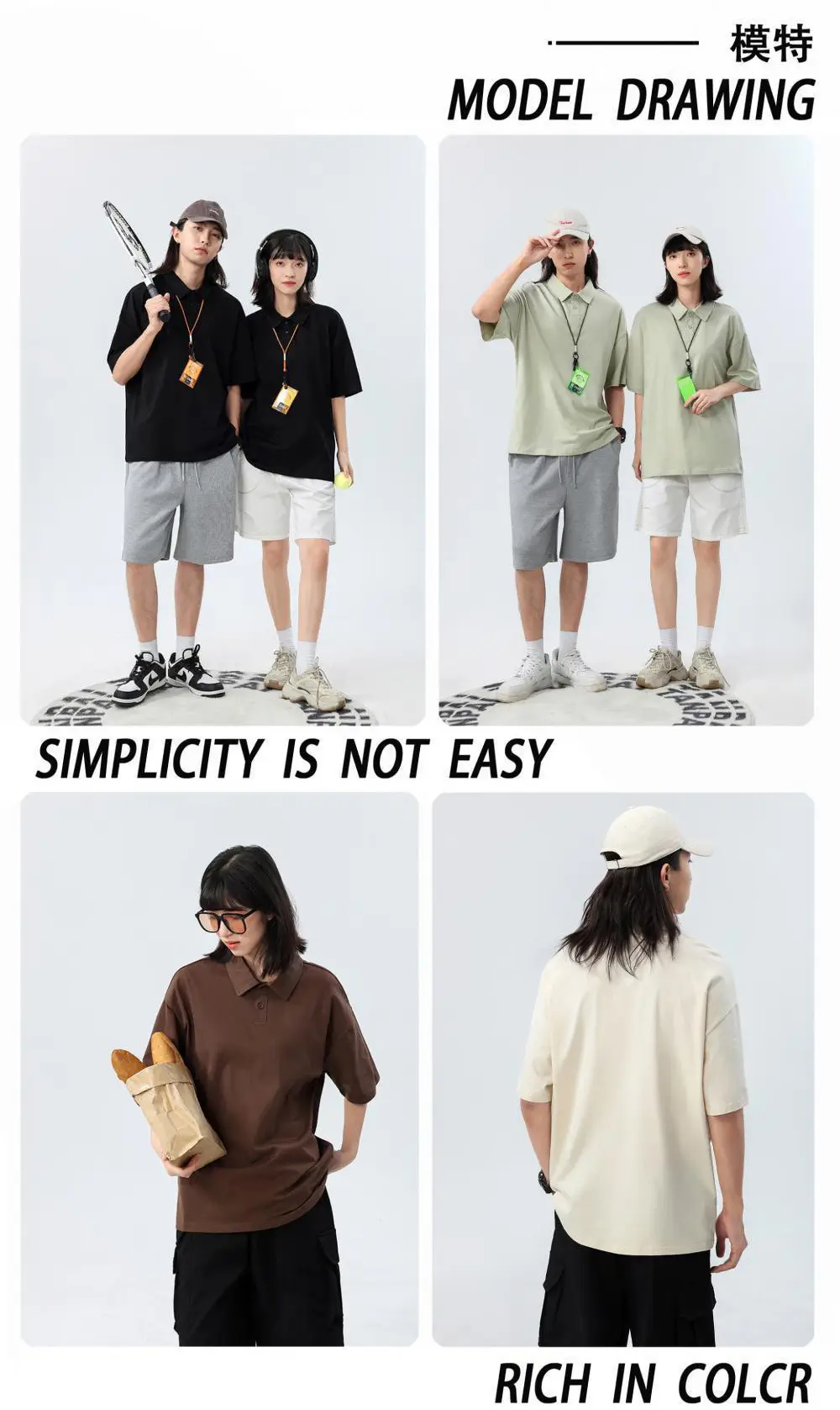 Pure Cotton White Polo Shirt Loose Fit Unisex — feature 9
